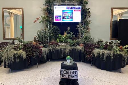 A photo of the lobby with plants